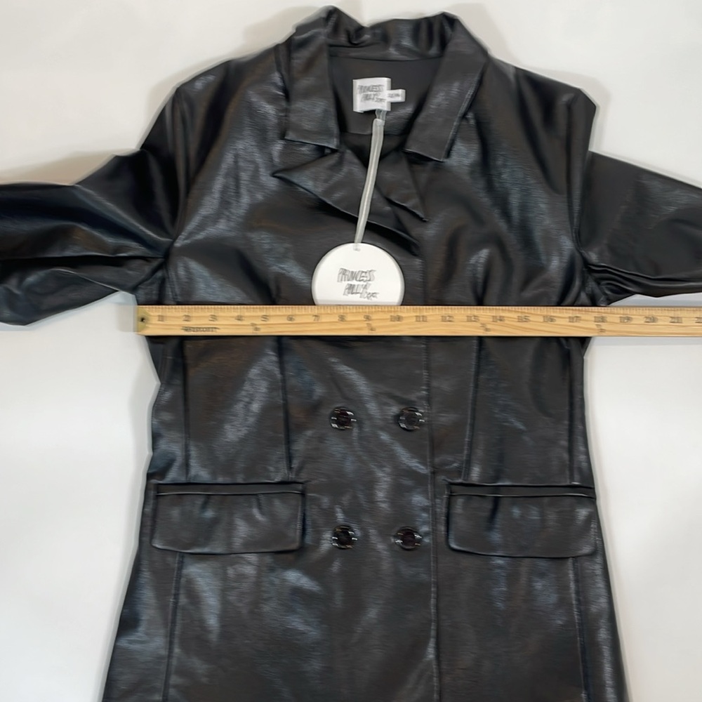NWT Princess Polly Ellen Faux Leather Blazer Jacket Size S/M Black Tailored - Picture 6 of 10